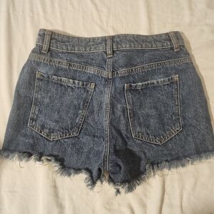 Garage Blue Jean Shorts with Frayed Hem